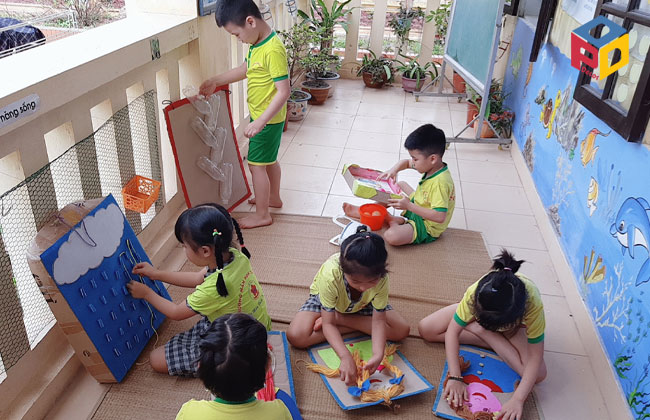 Hành lang trường mầm non Tiền Hải