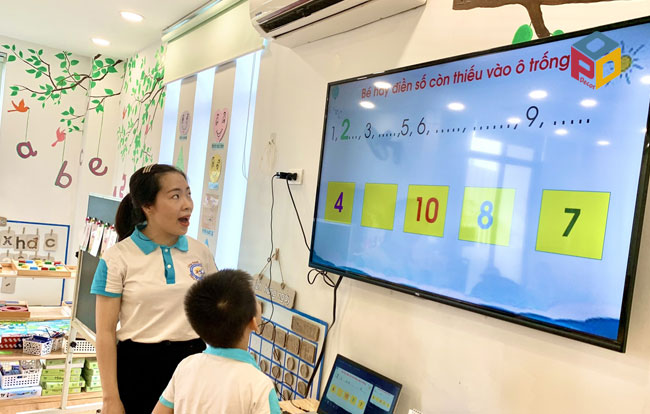 Kết hợp công nghệ trong dạy số cho trẻ tại trường mầm non Thành Đông Từ Liêm Hà Nội