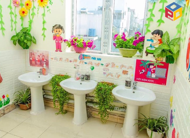 Trang trí Nhà vệ sinh mầm non đúng cách giúp giáo dục trẻ ý thức giữ gìn vệ sinh