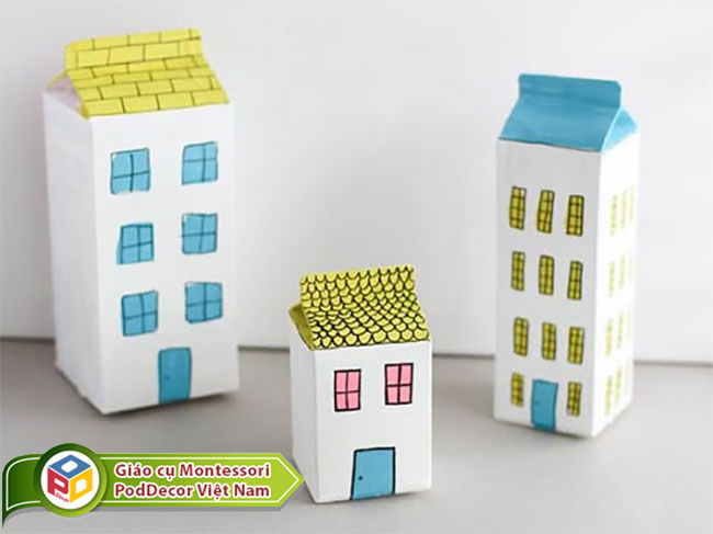 Ngôi nhà đồ chơi làm từ vỏ hộp sữa tươi