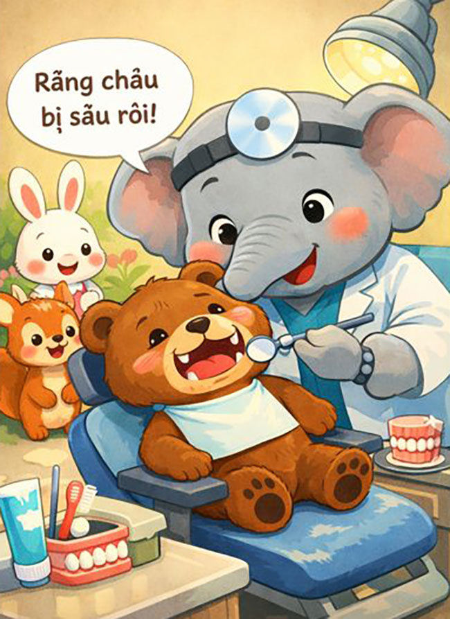 Gấu mập được bác Voi chữa sâu răng